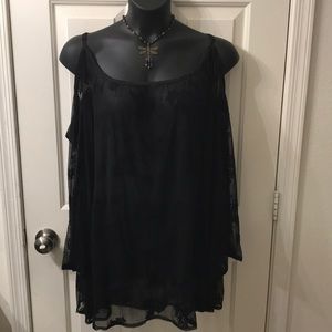 Torrid sheer black vintage style blouse